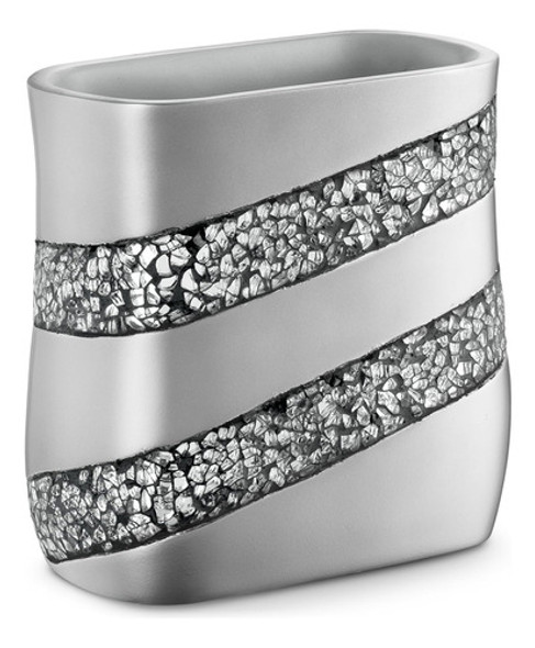 Dwellza Silver Mosaic Bathroom Papelera (11 X 5,5 X 11 ) 0