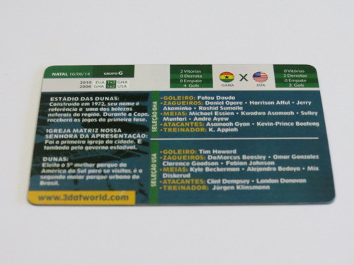 Cards 3d Copa 2014 Natal Jogo Gana X Eua 1