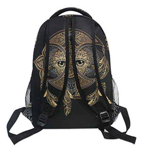 Alaza Boho Chic Golden Crescent Moon & Sun Mandala Mochila G 1