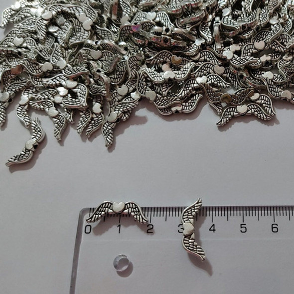 20 Pasante De Metal Corazón C/alas - Armado Artesania Bijou 1