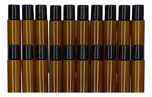 Kit 20 - Vidrinho Roll On Ambar 10ml Tampa Preta Promoção 0