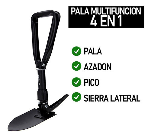Pala Plegable Truper Multifunción Camping Táctica Estuche 1