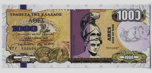 Fk Billete Grecia 1000 Dolares 1987 Fantasia Ares Guera. 0