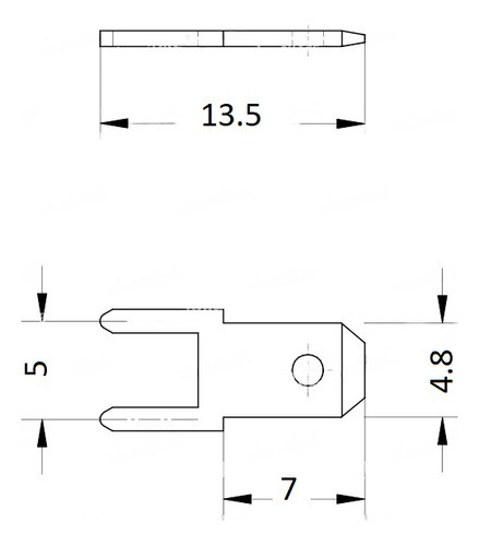 Terminal Pala Macho 4.8mm Para Circuito Recto Pack X100 1