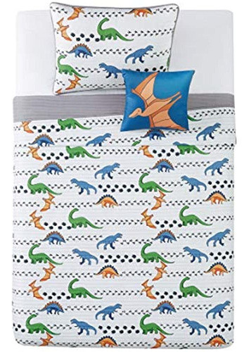 Juego De Edredón De 4 Piezas My World Dino Tracks, Multicolo 1