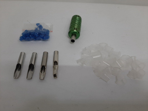 Grip Biqueiras Verde Para Tatuagem Mais 4 Ponteiras De Aço 1
