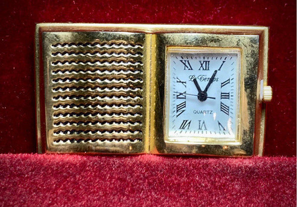 Reloj Le Temps De Mesa Miniatura Libro Dorado Nuevo 1 Reloj Le Temps De Mesa Miniatura Libro Dorado Nuevo 1