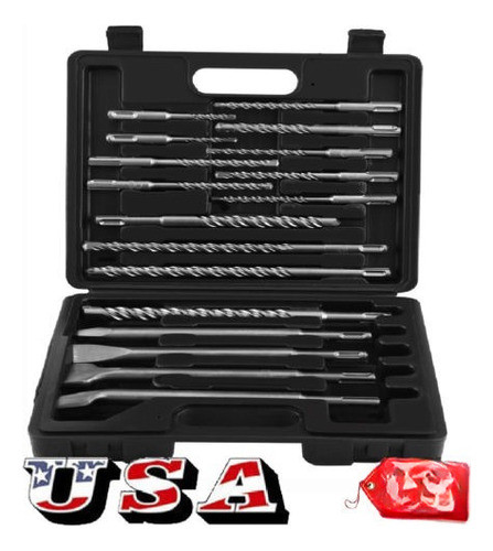 17pcs Taladro De Martillo Rotatorio Sds Plus Bit Bits Cincel 0