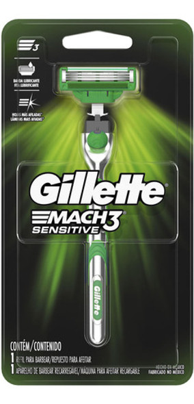 Máquina De Afeitar Gillette Mach3 Sensitive Recargable + 1 C 0