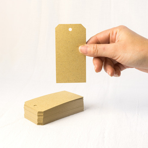 50 Etiquetas Colgante 4,8x9,5cm Hand Tags Kraft Papel Madera 1