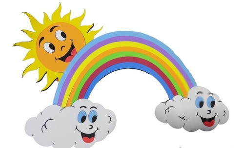 Painel Sala De Aula Arco Iris, Nuvem E Sol Em Eva 0