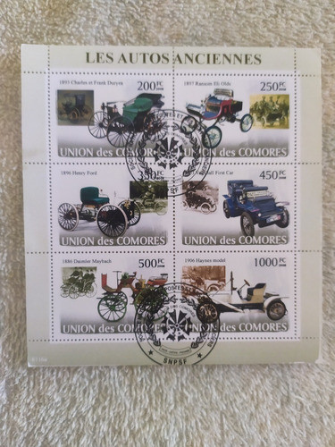 Série Selos (comores) - Carros Antigos 0