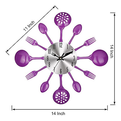 Cigera - Reloj De Pared Para Cubiertos De Cocina De 14  Con 1