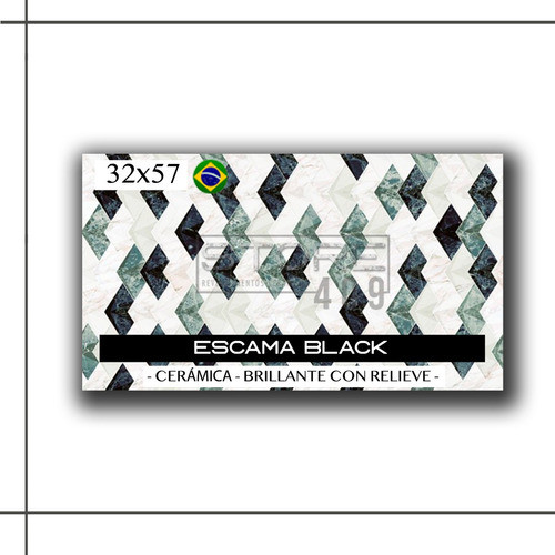 Ceramica Importado Efecto 3d Escama Black - 1ra 1