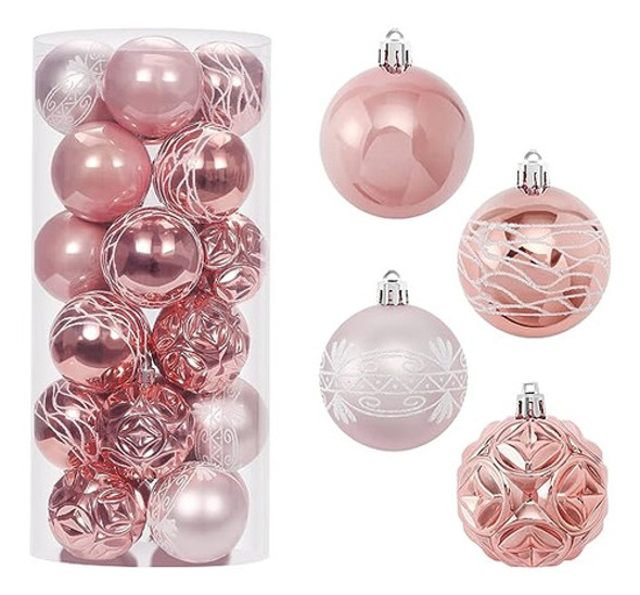 Bolas Decorativas De Navidad 24 Unidades/rosa 0