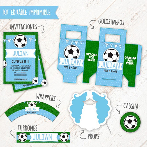 Futbol Argentina Kit + Props De Regalo -textos Editables 1