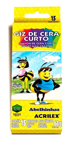 Giz De Cera Curto 15 Cores Acrilex 1