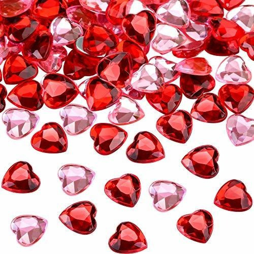 Gemas Corazon Para Decoracion 12,7mm Rojo Rosa X200u 0