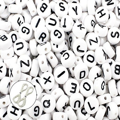 Jpsor 600pcs 4x7mm Cuentas De Letras Redondas De Acrilico Bl 0