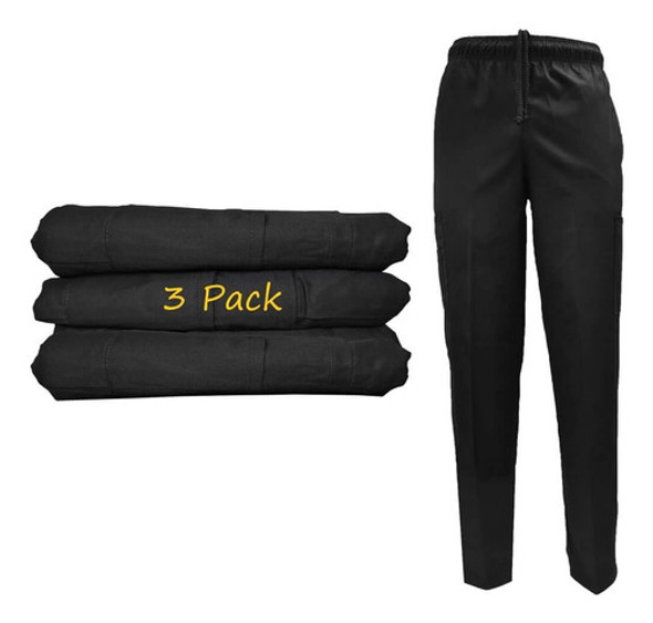 Pantalones De Chef Clásicos Negro, Talle Mediana, Pack 3 0 Pantalones De Chef Clásicos Negro, Talle Mediana, Pack 3 0