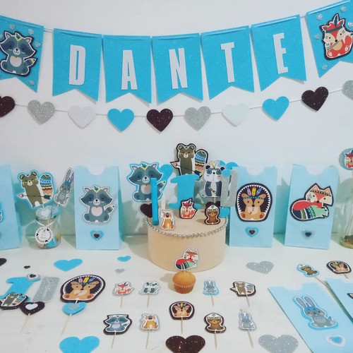 Combo Cumple Animales Nórdicos 10 Niños Goma Eva Glitter 0
