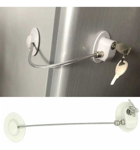 Traba Heladera Con Llave Super Resistente Cable De Acero 1
