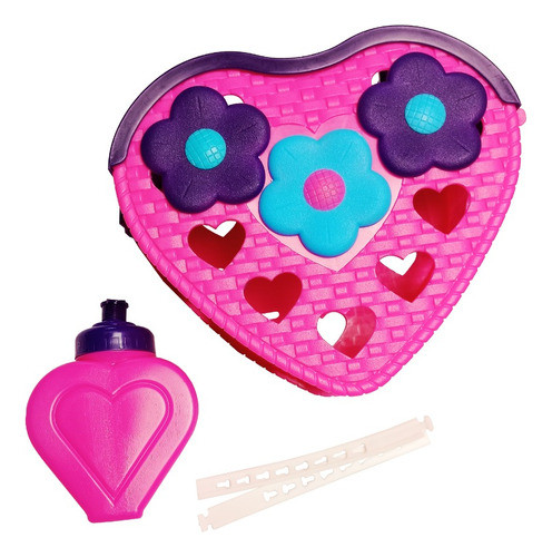 Canasto De Bicicleta Forma De Corazón Niña + Cantimplora 0