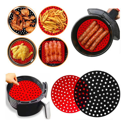 Tapete Air Fryer Silicone Antiaderente Redondo 19,5cm 0