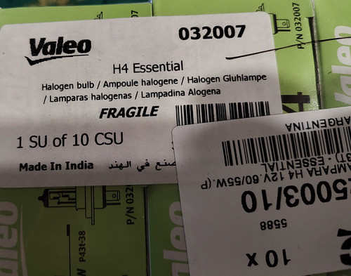 Kit X2 Lamparas Valeo H4 Essential 60/55w P43t Fiat-vw-ford 1