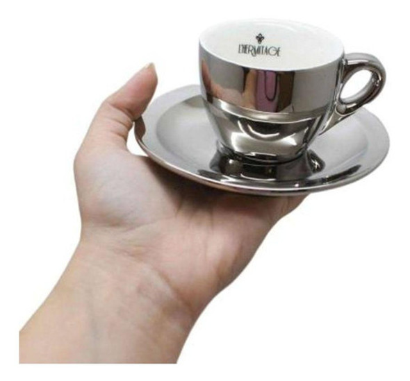 Xícara Café Nespresso Dolce Gusto Porcelana Prata 6 Peças 1