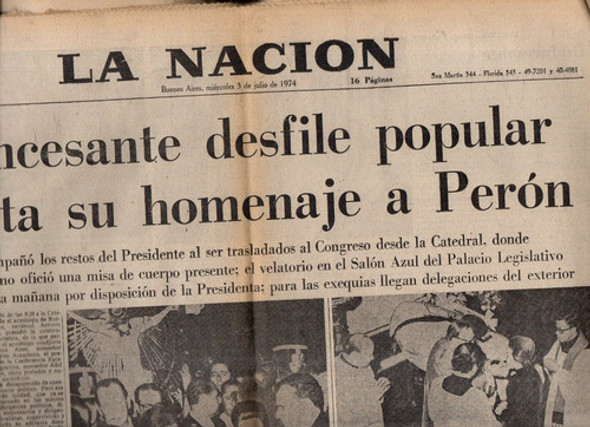 Diario La Nacion 3 De Julio 1974 Muerte Juan Domingo Peron 0
