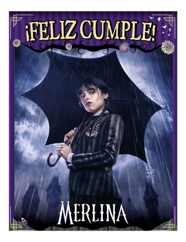 Póster Cartel Cumpleaños - Merlina 0