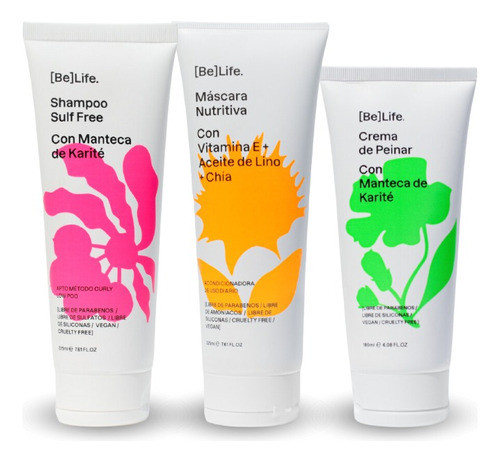 Shampoo Sin Tac Mascara Lino Crema De Peinar+ Serum Be Life 1