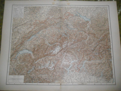 Mapa Plano 1893 Die Schweiz Suiza Lac Leman Boden See Alpen 0