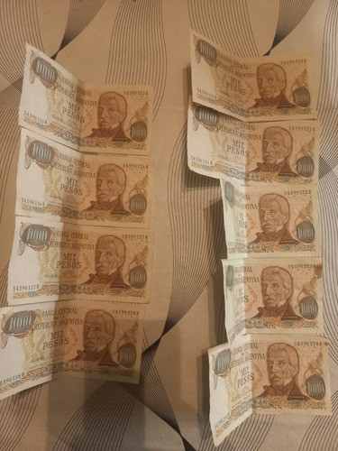 Vendo 9 Billetes Correlativos Argentinos Años 70 0