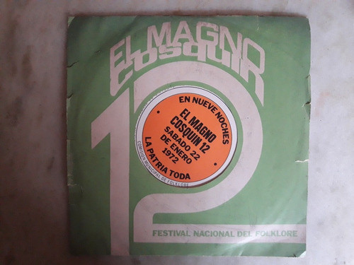 Disco Simple El Magno Cosquin 12, De 1972 0