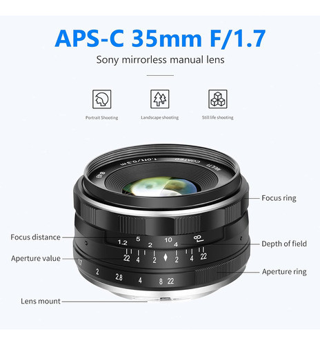 Neewer 35mm F / 1.7 Apertura Larga Sony Digital Sin Espejo 1