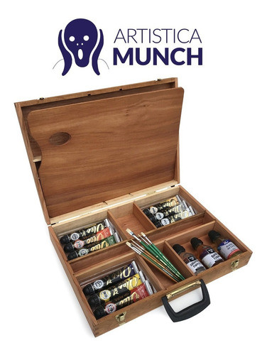 Valija De Pintor Con 9 Oleos X 60ml Pinceles Y Accesorios 1