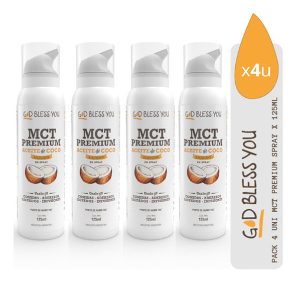 Aceite De Coco Liquido Mct X125ml God Bless You Pack 4 Uni 0