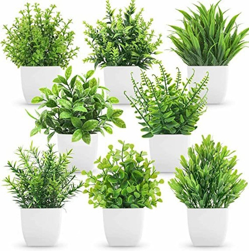 Plantas Artificiales En Maceta Para Decoracion Pack 8 Verde 0