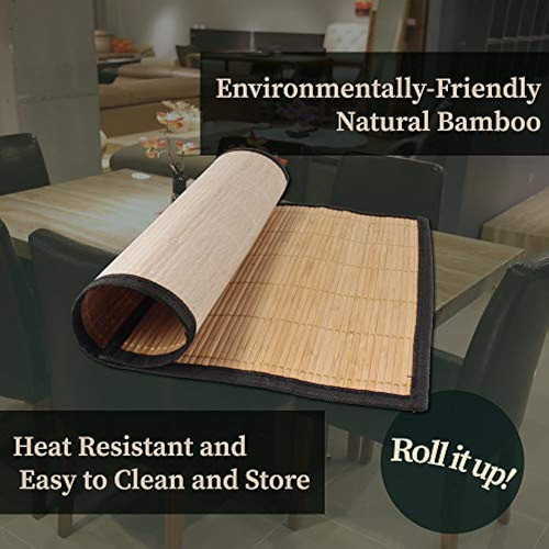 Bamboomn Bamboo Slats Placemat With Fabric Border - Solid Co 1