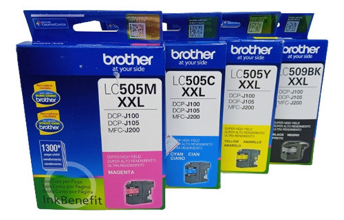 Kit 4 Cartuchos Brother Original Lc509 Bk Lc505 Dcp-j100 0