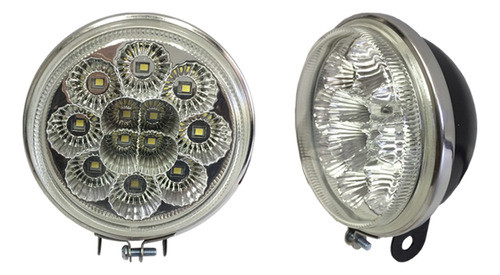Par Faro Auxiliar 12 Led Redondo Cosechadora Tractor C/sop Iael Ial-199-c 0