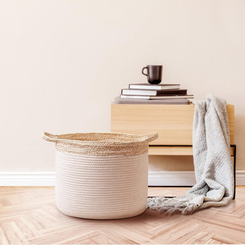 ~? Cesta De Cuerda De Algodón Con Asa Para Cesta De Lavander 1