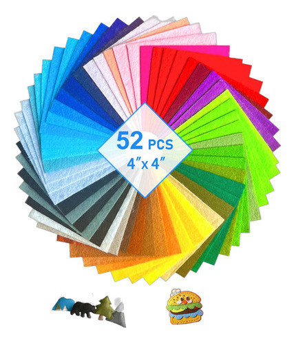 Tela De Fieltro 52 Hojas De 10x10cm Varios Colores 1