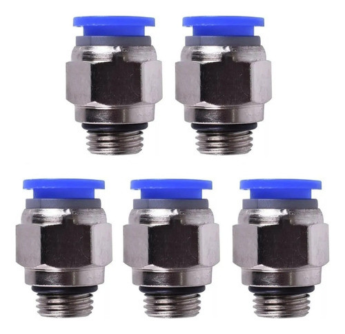 Kit 5 Conexão Reta Pneumática Macho 1/2 X Tubo 10mm Bsp 1