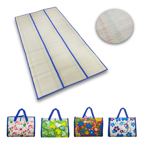 Esteira De Praia Bolsa Dobrável Palha Sintética 170x85 10un 0