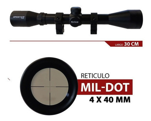 Mira Krico Sporter 4 X 40 Mm Mil Dot Montaje Aire Pcp Tiro 1