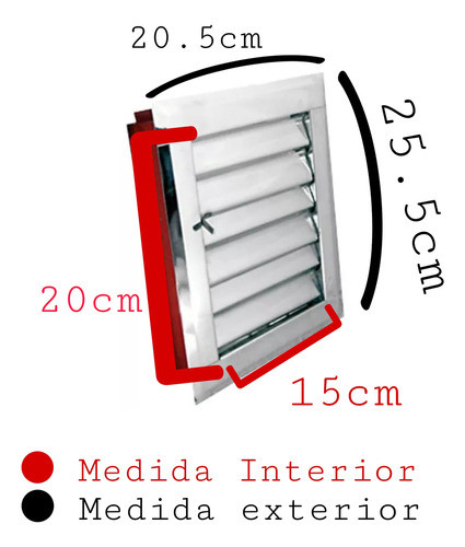Rejilla Aireador 15x20 Ventilacion Acero Inox  Delta 2117 1