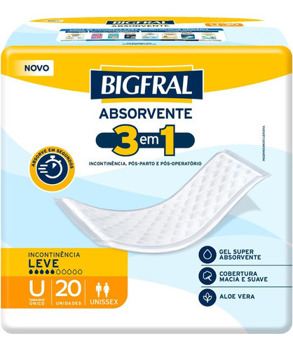 Kit 3 Pct Absorvente Geriátrico Bigfral 3 Em 1 Tam Único C20 0